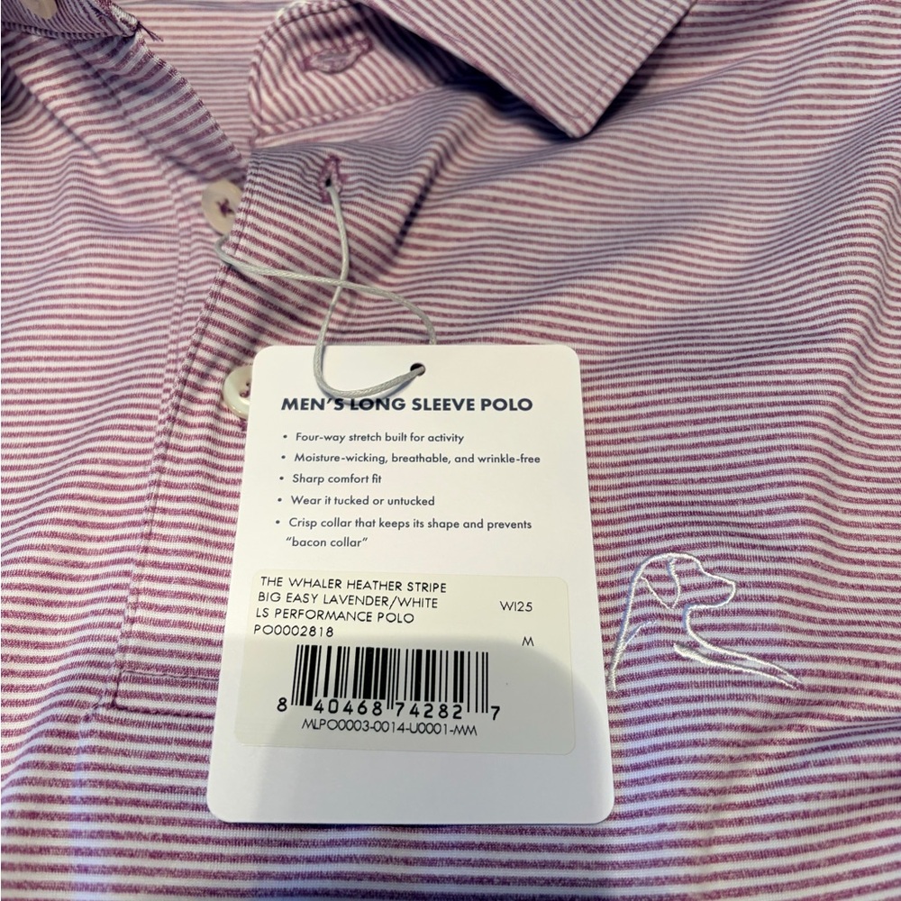 Rhoback “The Whaler” Men's Long-Sleeve Lavendar Polo - Picture 9 of 15